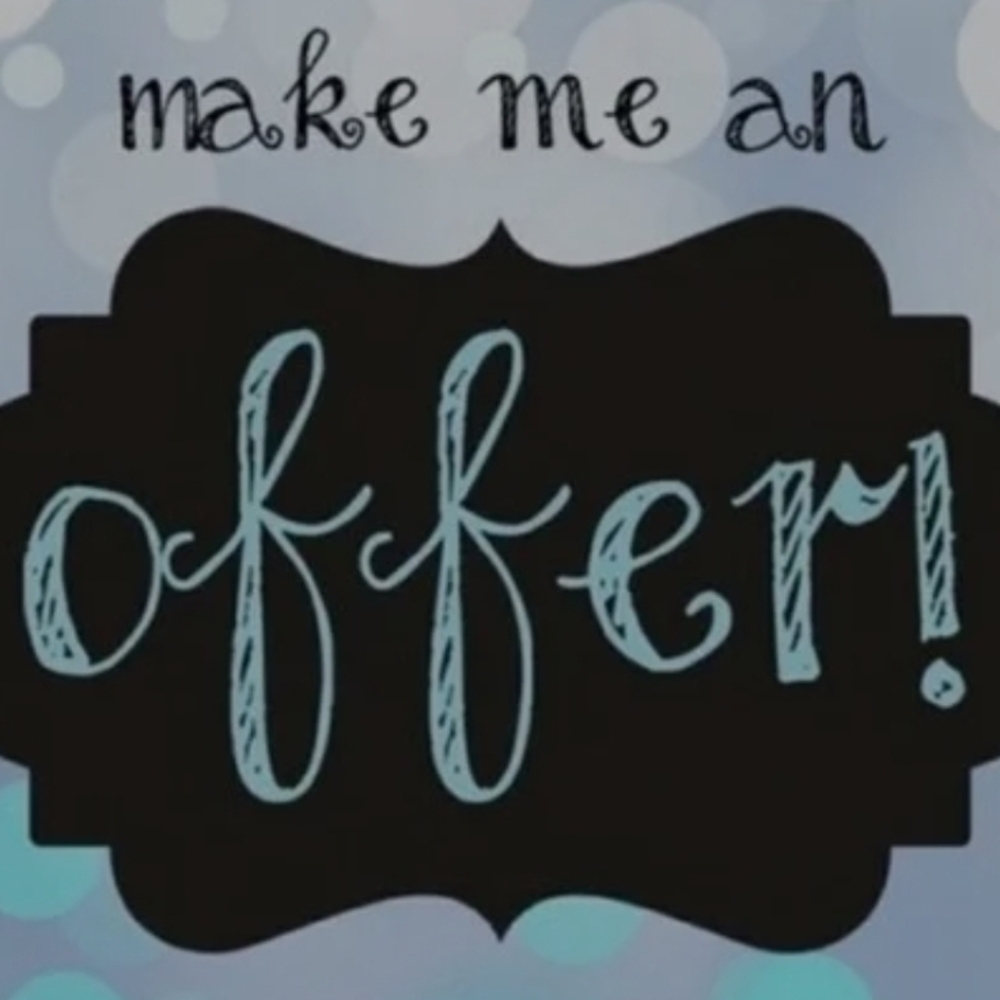 Make Me An Offer Graphic Sign - Black & Light Blue